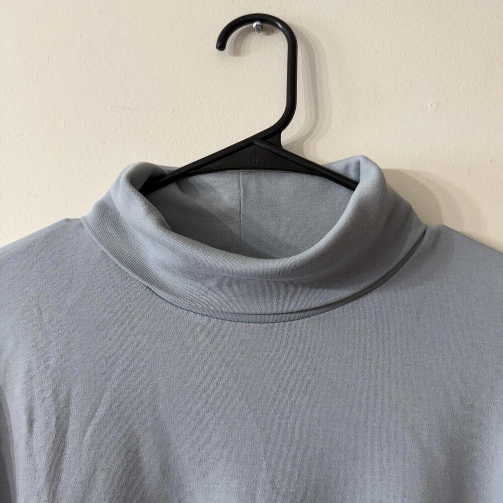 Jeff  100% Pima Cotton Turtleneck Mens Sz L Soft Blue Office Academia Layer Prep - Picture 5 of 6